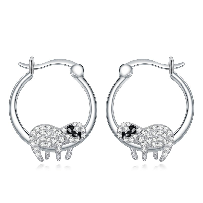 JUSTKIDSTOY Hypoallergenic Sloth Huggie Hoop Earrings 925 Sterling Silver Small Huggie Cartilage Earring Cute Cuff Hoops Ear Stud for Women. (Gold Plated) - Image 1